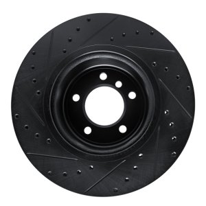 BMW Z4 Brake Rotor (1) - Front Right - R1 Concepts - Drilled & Slotted - Black - `09-`16